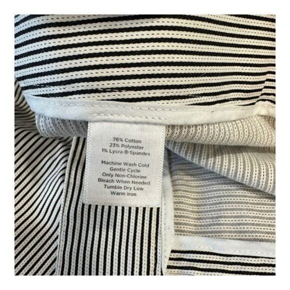  Talbots Signature Crop Pants Women SZ 14 Black Off White Stripes Straight Legs - Picture 4 of 13